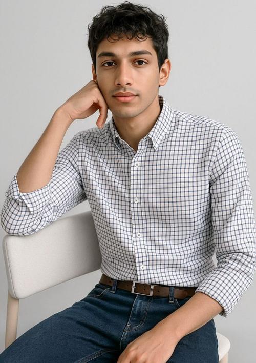 FB-RS070ML White/Storm blue check