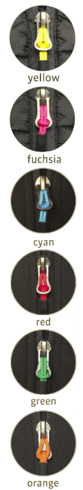 Coloured zip pullers